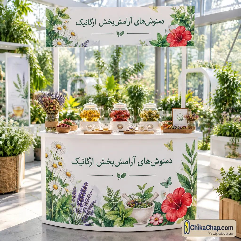 سفارش ساخت میز چشایی و سمپلینگ دمنوش ارگانیک با صفحه پی وی سی ضد آب و باکیفیت